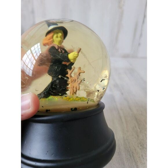Halloween AS IS witch broom snow globe bat decor - Picture 3 of 7